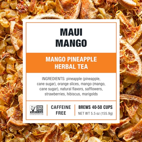 Image of Tiesta Tea - Maui Mango Tin & Infuser Starter Set, Loose Leaf, Premium Herbal Blend, Non-Caffeinated Hot & Iced, 6oz Refillable Tin and 16oz Brewmaster Coffee Bottom Dispensing Tea Infuser