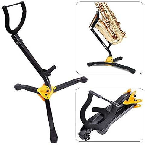Luvay Alto/Tenor Sax Stand, Foldable(12") & Adjustable, Triangle Base Design Cover