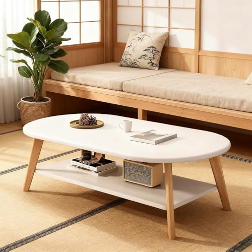 IWEJ ���[�e�[�u�� ���[�t�� 2 �i�� �ؐ����C�� �R�[�q�[�e�[�u�� ���r���O�e�[�u�� ����������� �ȃX�y�[�X �g���ȒP 45cm ���� ��l��炵�E���r���O���[���Ƌ� (100x50x45cm,�z���C�g)