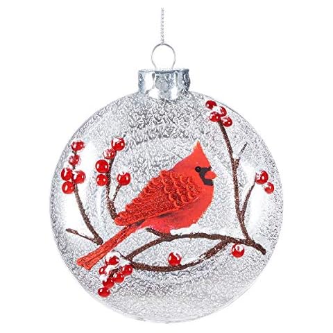Giftcraft 664526 Flat Round with Bird Ornament, 4.5-inch Height, Glass Cover