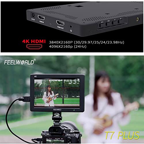 Feelworld T7 Plus 7" 3D Lut On-Camera Field Monitor With 4K Hdmi Input/Output Ips 1920X1200 Rugged Solid Aluminum Housing Dslr Monitor With Peaking Focus False Colors #TOP4