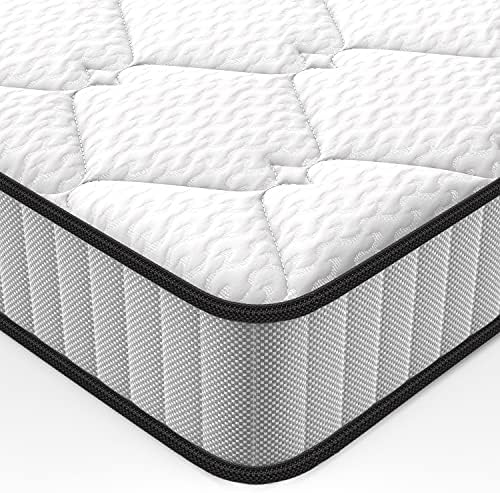BedStory Double Mattress, Bedding Mattress with Breathable Fabric Sleeping Mattress with High-density Support Foam Medium Firm Spring Coil Mattress in a Box (White,135x190x16cm)
