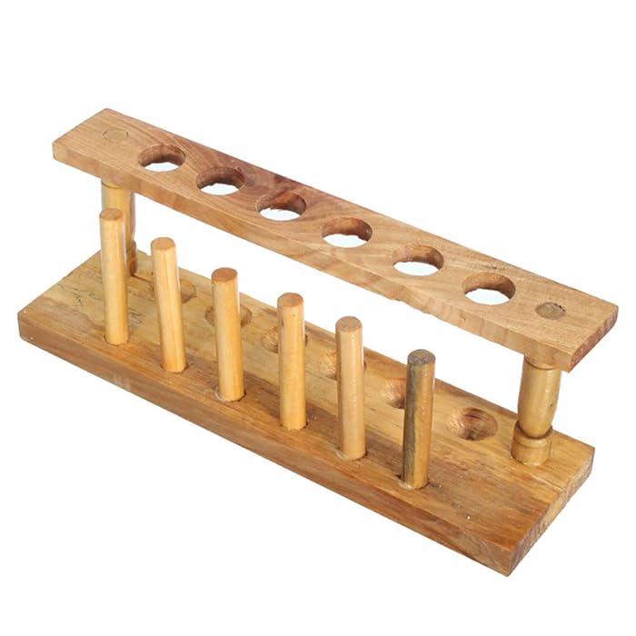 Buy 6 Holes & 6 Pins Wooden Test Tube Rack Testing Tubes Holder Support