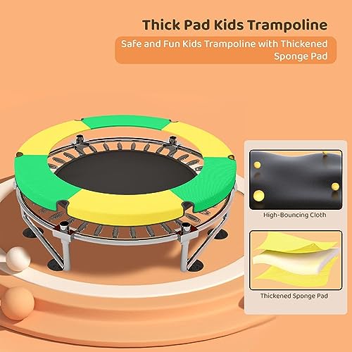 Image of StarAndDaisy 4 in 1 Trampoline with Safety Net, Pull Up Handle, Boxing Bag & Swing for Kids Girl & Boy Indoor & Outdoor Play. (Orange & Yellow)