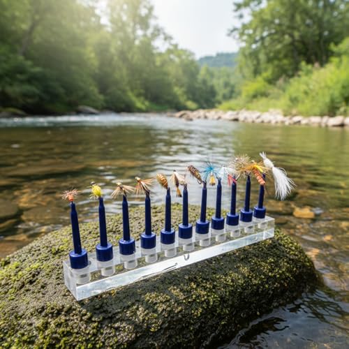 Exhibidor para señuelos de pesca con pinzas para plumas y clips para herramientas de atado 2