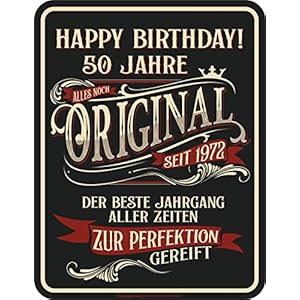 Original RAHMENLOS Deko Blechschild als Geschenk zum 50. Geburtstag