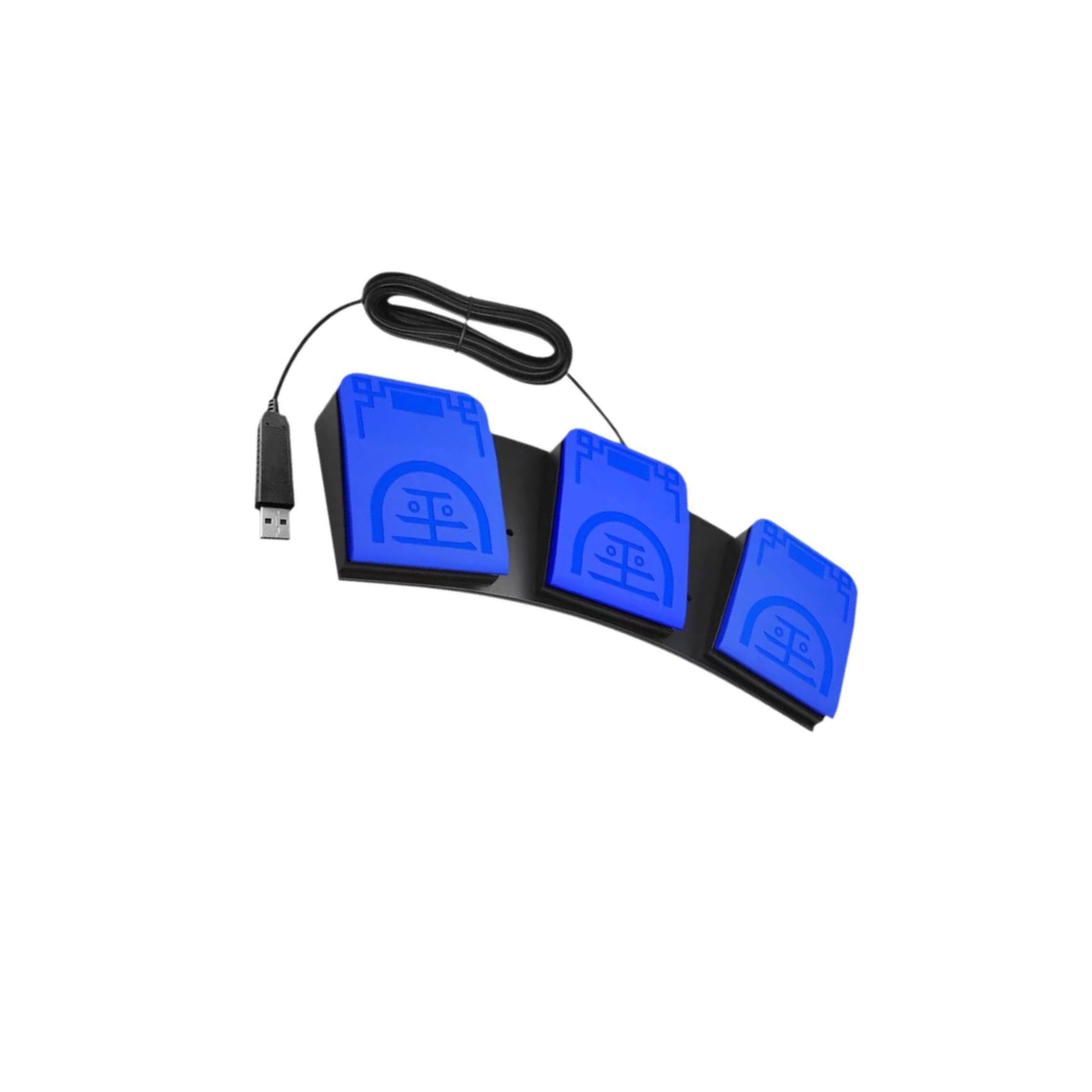 Pedal USB con 3 Teclas programables, Azul 34 x 11.5 x 4.3 cm | dispositivo de control eficaz para juegos, transcripción, funciones de cuerdas, control de juegos para PC en , Azul , 34 x