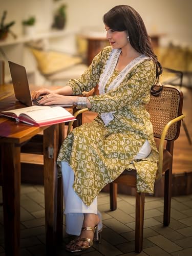 Image of EthnicJunction Women's Poly Rayon Bandhani Print A-line Kurta | Ethnic Kurta