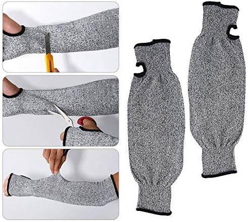 14-Inch Arm Protection Sleeve, Safety Cut Resistant Sleeves Anti-Abrasion UV-Protection with Thumb Slot, Arm Guard for Garden Kitchen Work, 1 Pair