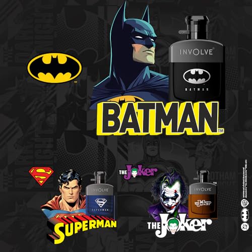 Image of Involve Your Senses Batman Car Perfume Spray with 3 Hanging Cards | DC OFFICIAL MERCHANDISE from Warner Bros | Strong Aquatic Notes - WBSPRO1-50ml | Car Freshener | batman car accessories