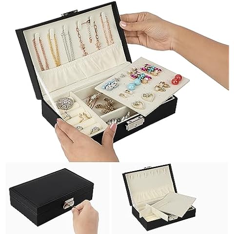 BELLE VOUS Black Jewellery Organiser Travel Case Cover