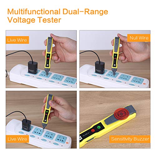 Digital Voltage Tester Pen BOSI TOOLS AC/DC Continuity Meter 12-220V & Live/Null Wire Judgment, Buzzer Alarm - Thumbnail 4