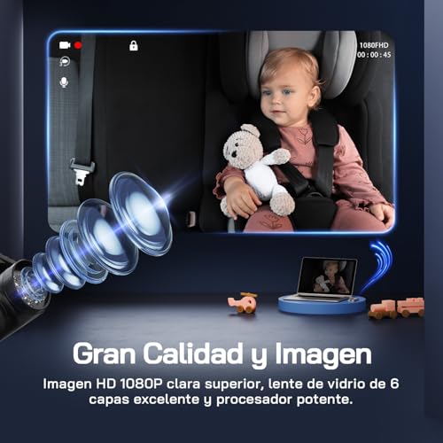 Miniatura 3 de Wolfang Espejo De Coche Para Bebé Hd 1080p Espejo Retrovisor Para Coche De Bebé, Usb-C Plug And Play Fácil Instalación, Monitor Para Bebé Con Pantalla De 5 Pulgadas Y Cámara De Visión Nocturna