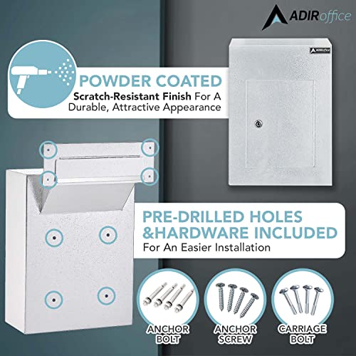Adiroffice Through The Wall Drop Box Safe - Durable Thick Steel W/Adjustable Chute - Mail Vault For Home Office Hotel Apartment #TOP2