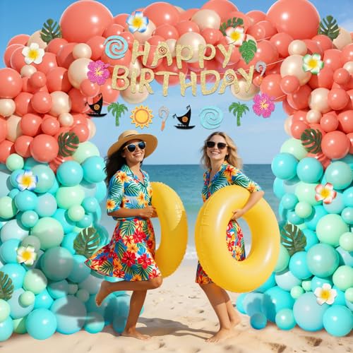 Image of Ouddy Life 165Pcs Tropical Balloons Summer Birthday Party Decorations