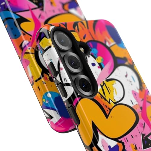 Coque Samsung S25 rigide brillante art graffiti abstrait coloré