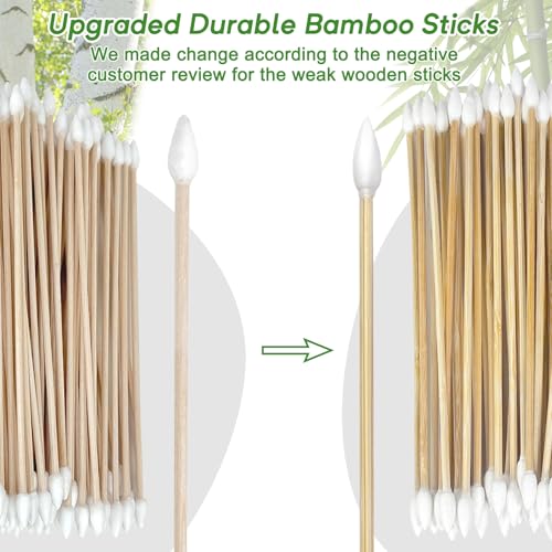 Eyxformula 200 Pcs 6 Inch Gun Cleaning Cotton Swabs with Double Pointed Tips, Strong Bamboo Sticks, Lint Free Long Cotton Swabs for Precision Cleaning Firearms, Electronics, Tight Spots, Detailing