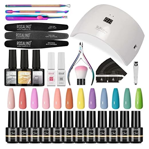Kit uñas Semipermanentes, ROSALIND Kit uñas de Gel con Lámpara UV LED para Uñas 36W, 12 Colores Esmaltes kit manicura semipermanente con Gel UV LED, Base Top Mate Coat Para el día de San Valentín