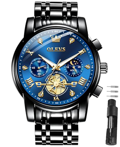 Image of OLEVS Watches for Men Dress Chronograph Luxury Stainless Steel Big Face