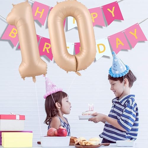 Image of Solid Beige 0 /Zero Number Foil Balloons 32 inch Birthday Party Decoration Helium Supported
