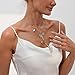 AllJunction Statement Long Gold Flower Lariat Necklace for Women Silver Dainty Floral Leaf Drop Choker Fashion Boho Unique Charm Y Necklaces Trendy Prom Jewelry (Silver)
