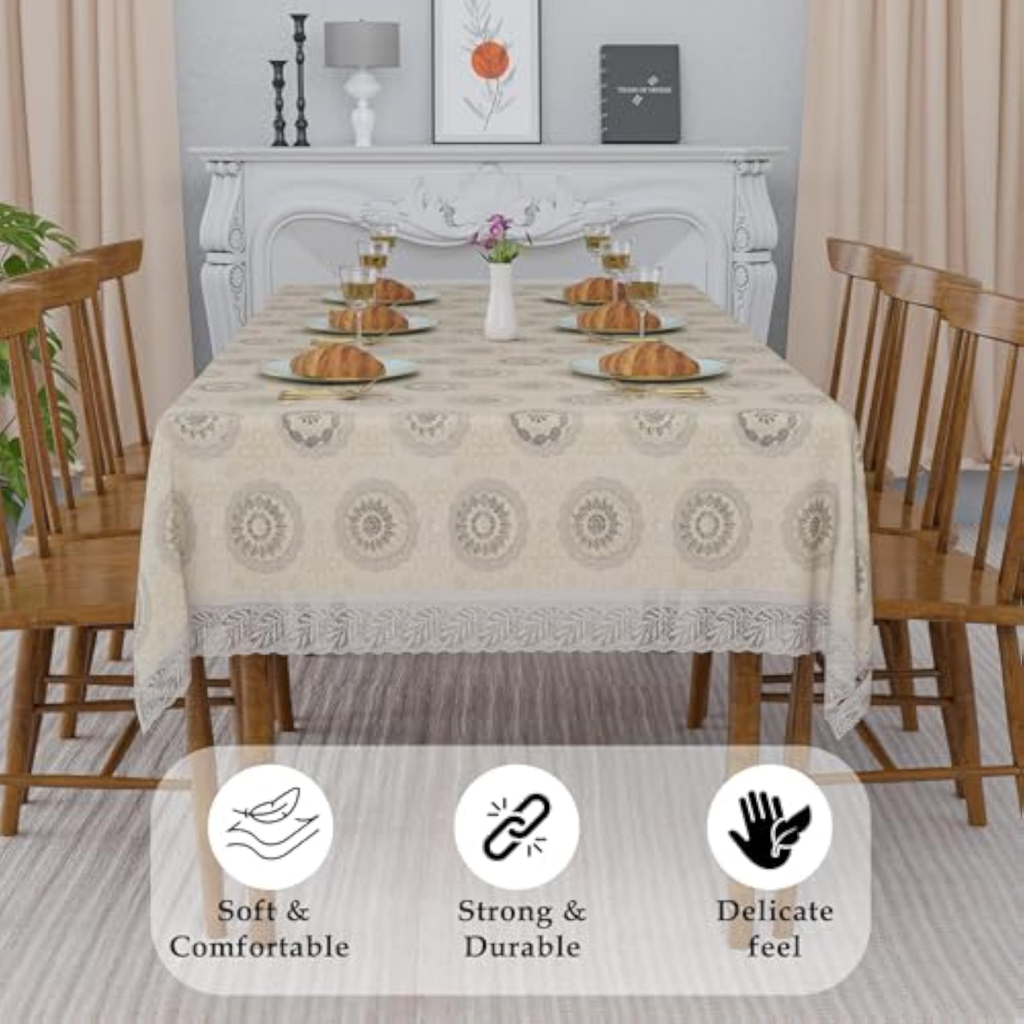 60x90 Inch PVC Dining Table Cover Waterproof