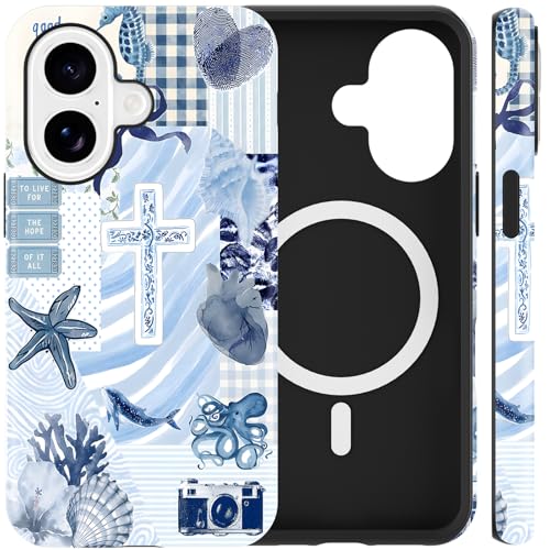 Coque chrétienne iPhone 16 motif océan, protection pour méditation