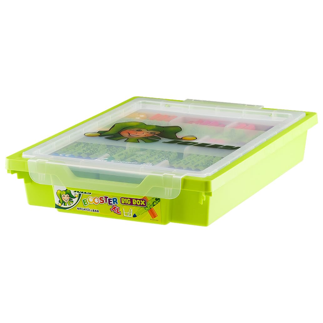 JOLLY Big Box, Kindertagesstätten Box mit 180 Kindergartenfasermaler, extrem stabile und nicht versenkbarer Spitze, BOOSTER XL Grundfarben, für Kleinkinder ab 3 Jahren