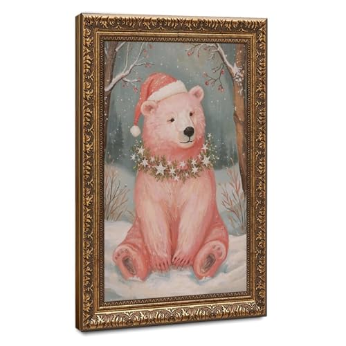 Ours polaire rose sur toile pour réveiller la déco d'une chambre