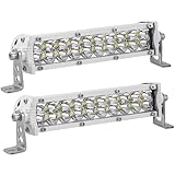 7 Inch Slim LED Light Bar, Marine LED Lights for Boats White Housing 2 Pack