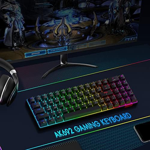 KUIYN AK692 Bluetooth/Wireless/Wired Keyboard, Customized Hot Swappable Keyboard with 18 RGB Light up, Programmable Mechanical Keyboard, 4000mAh Rechargable, 69 Keys, Numeric Pad, for PC/PS/Xbox Black
