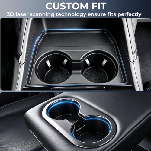 Image of Center Console Cup Holder Inserts for Mazda CX5 2026, Interior Accessories Silicone Front & Rear Car Cup Holders Covers Protector for 2026 CX-5, Black