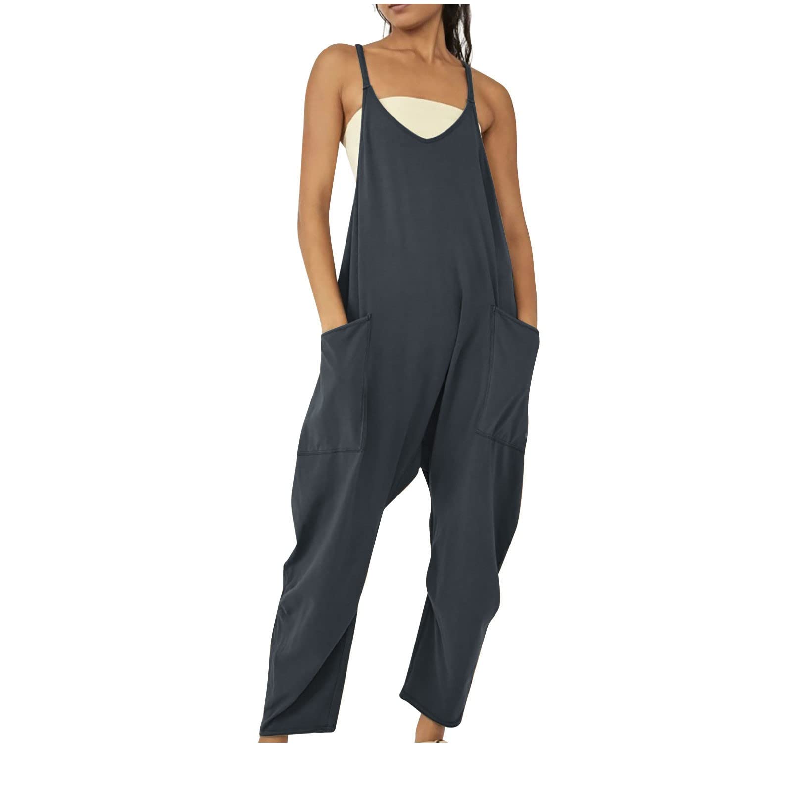 NUSGEAR 2024 Mono Peto Mujer Jumpsuit Moda Casual Petos Deporte Fitness Pantalones Largo Color Sólido Peto Pierna Ancha Rompers Fiesta Suelto Camiseta sin manga Cómodo primavera y verano