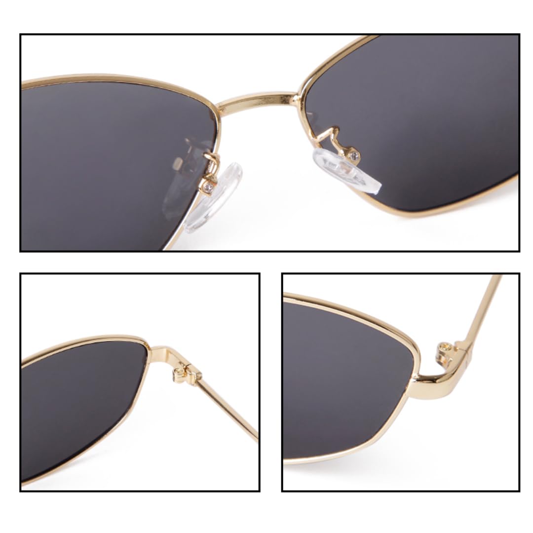 Occhiali da sole da donna a occhi di gatto in metallo, stile retrò, protezione UV400