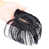 YOYO 部分ウィッグ 人毛100％ ナチュラル 前髪あり 白髪隠す ワンタッチ ボリュームアップ ヘアピース 通気 自然 ポイントウィッグ 可愛い 簡単アレンジ 小顔効果 レディース ぱっつんバング ネットサイズ5cm×8cm (黒色, 18cm)