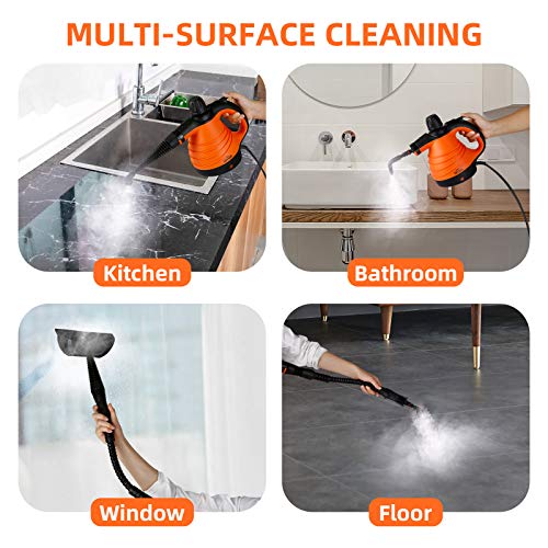 Steam Cleaner Handheld for Home Use with 9 Accessories Kit, Steam Cleaner Multipurpose for Carpet, Sofa with 350ML Water Capacity, Powerful Steam Cleaner Machine with Safety Lock and 360° Nozzle - Thumbnail 6