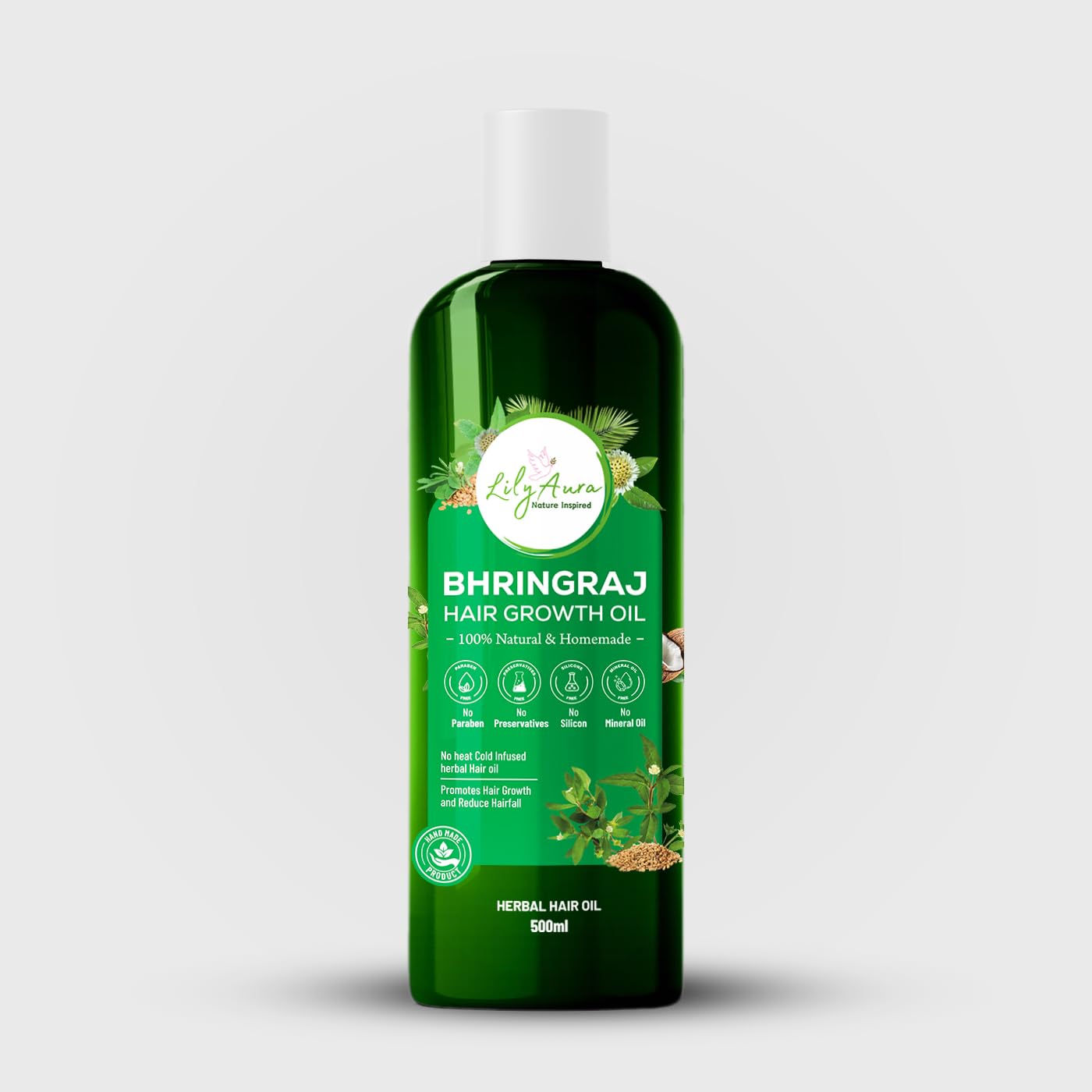 LilyAura Bhringraj Hair Oil By Lily Aura Naturals | Traditional Infusion Method | Pure Natural Lightweight Oil For Scalp And Hair | Gentle Aromatic Formula For Daily Use | Herbal Care (500ml)-image-15