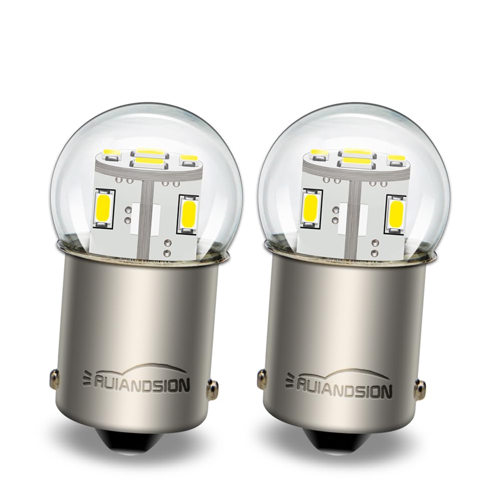 Ruiandsion 1156 Światła awaryjne LED 6-30 V BA15S P21W 7506 3014 12SMD Chips Biała żarówka LED do odwrotnego kierunkowskazu, 2 sztuki