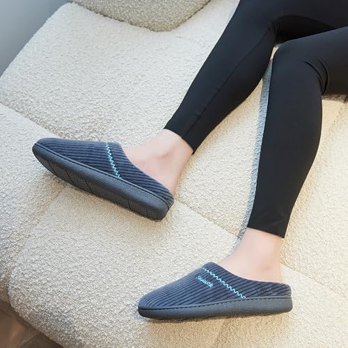 Image of House Slippers for Women with Arch Support | Memory Foam Non-Slip, Two Tone Embroidered Soft Home Slippers, All Season Comfort