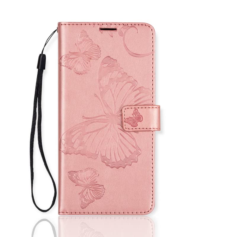 Image of TROUNCE Butterfly Embossing Shock Proof Flip Cover with Card Cash Holder Wallet Case & Magnetic Lock|Mobile Cover|Back Cover- Pink for Samsung Galaxy A54 5G