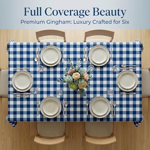 Image of BSB HOME 300 TC Table Cover for Dining Table, Premium Soft Washable Wrinkle & Fade Resistant Table Cloth for Home Kitchen Dining Room Decor, 90 x 60 Inches (228 x 152 cm) - Cobalt Blue