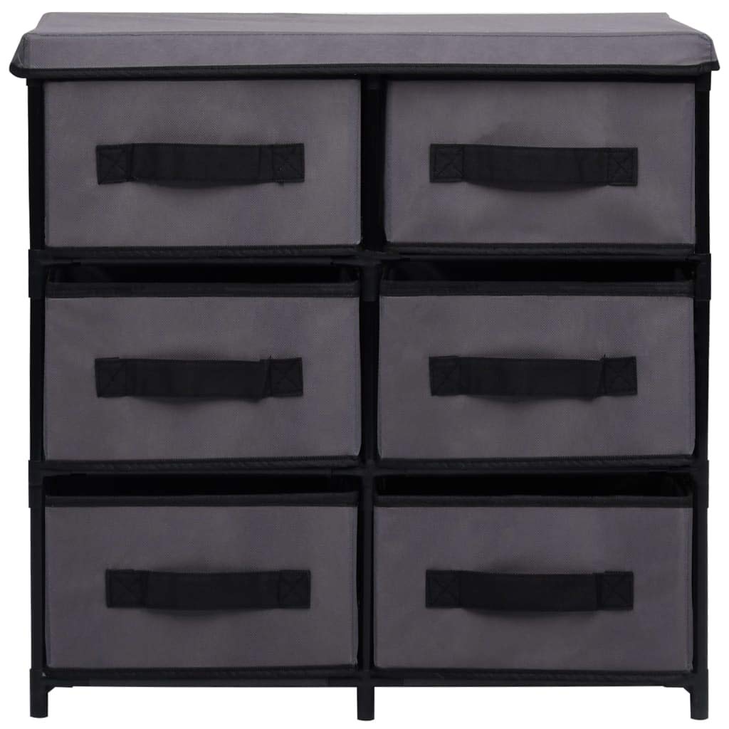 Schrank mit 6 Schubladen aus Stahl und Stoff 55×29×55 cm Grau, Aufbewahrungsschrank für Büro, Wohnzimmer, Schlafzimmer mit Stauraum und Organizer für Akten, Kleidung, Werkzeuge