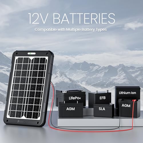 Image of POWOXI 12V Solar Car Battery Charger: 15W Solar Panel Kit Battery Trickle Charger Maintainer with Smart PWM Controller for Car - RV Boat Marine Motorcycle - for Trailer Truck Snowmobile Tractor