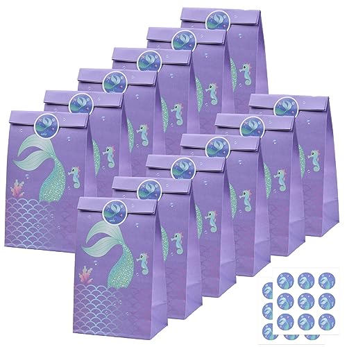volumoon 12 Piezas Bolsas Regalo Cumpleaños Infantil, Bolsas de Caramelos de Sirena, Bolsas de...