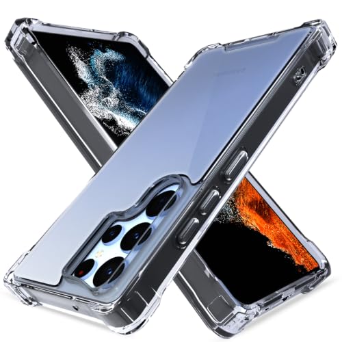 Image of Outlouders Back Cover for Samsung Galaxy S22 Ultra 5G Clear Transparent PC + TPU Bumper Case with Raised Edges for Shockproof Protection (Transparent)