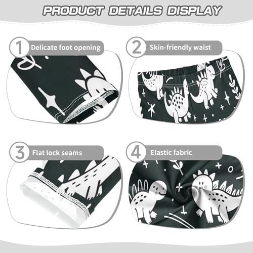 Bolaz Toddler Girls Leggings Printed Yoga Pants Leggings Cute White Lined Dinosaur for Kids3