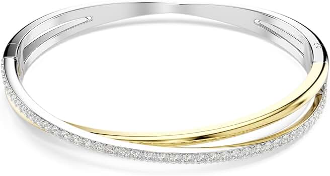 美品 スワロフスキー バングル Hyperbola ダイアゴナル 5689720 Hyperbola bangle, Round cut, White, Mixed metal finish