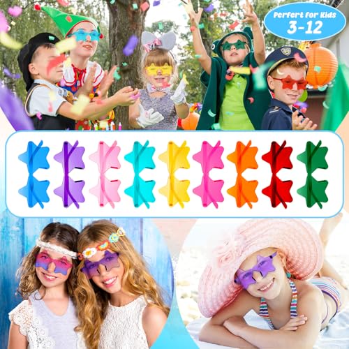 Matcheck 24/48 Heart/Star Shaped Sunglasses Kids Rimless Party Glasses Transparent Colored Funny Boy/Girls Birthday Favors2