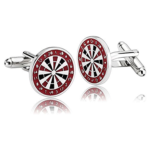 AnazoZ Gemelos para Boda Gemelos Camisa Acero Inoxidable Plato Giratorio Afortunado Gemelos para Boda Negro Rojo Gemelos Camisa