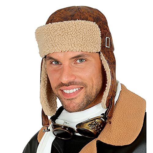 Widmann 10014 Aviator Hat, Brown, Breaking Pilot, Cap, Retro, 20s, Theme Party, Carnival, Multicoloured - Image 3